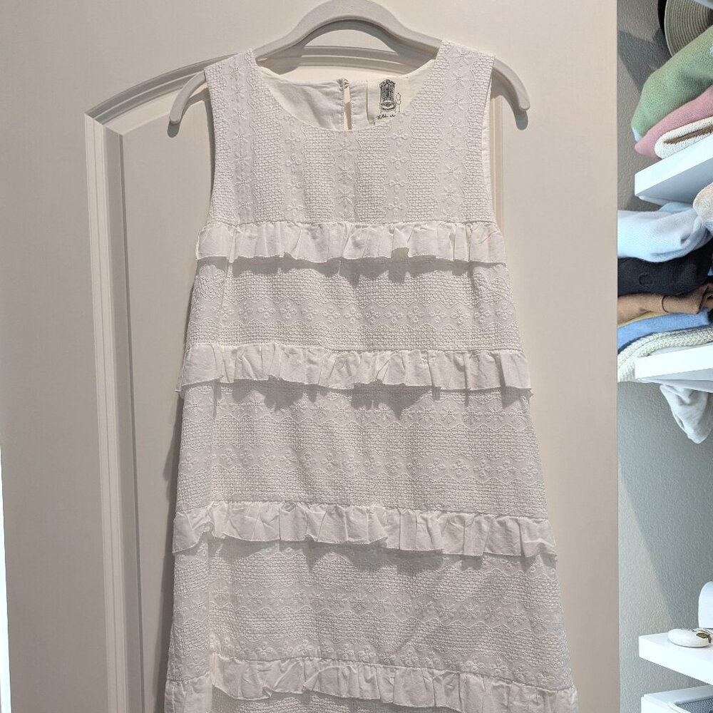 Anthropologie -Lili’s Closet- Ruffle-Tiered Eyelet Lace Sleeveless Shift Dress M